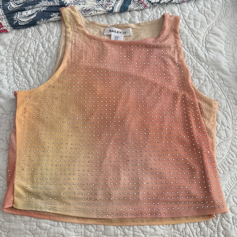 Bailey 44 Gradient Orange Tank Top with Embellishments